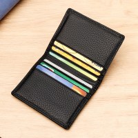 本革製小型カード ホルダー、耐磁性 RFID、小石仕上げの第 1 層牛革クレジット カード ホルダー、男性と女性用