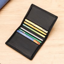 本革製小型カード ホルダー、耐磁性 RFID、小石仕上げの第 1 層牛革クレジット カード ホルダー、男性と女性用