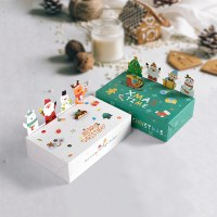 クリスマスパーティーギフト包装ギフトボックスカートン立体動物かわいいキャンディビスケット折りたたみボックス 10 ピース/パック