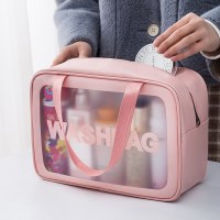 PU つや消し化粧品袋防水透明トイレタリーバッグ大容量ポータブル収納袋旅行ビーチポータブル収納袋