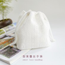 レースの小さなハンドバッグ、甘い巾着ポケットバッグ、和風着物の携帯電話バッグ、ニッチな個性