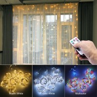 LED 銅線カーテンライト 8 モードクリスマスルーム装飾ストリングライト usb リモコンフックアイスバーライト