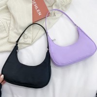 女性用ナイロンクロスボディバッグ、新しいトレンディな団子バッグ、軽量小型ショルダーバッグ、脇の下バッグ、女性用無地シングルショルダーバッグ