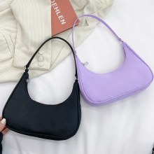 女性用ナイロンクロスボディバッグ、新しいトレンディな団子バッグ、軽量小型ショルダーバッグ、脇の下バッグ、女性用無地シングルショルダーバッグ