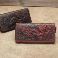 ドラゴン ウォレット エンボス レザー クラッチ エンボス タイガー チェーン カード ホルダー