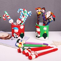 クリスマスギフトソフト粘土ペンペンホルダー子供の幼稚園クリスマス小さなギフトライティングペンボールペンクリエイティブ漫画