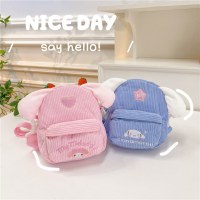 かわいいミニサッチェルバッグ、漫画の刺繍が施されたコーデュロイの小さなバッグ、女の子が外出するときに保管できる小さなソフトバッグ