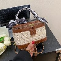ストローバッグレディース 2024 新しいニッチデザインチェーンクロスボディバッグフランスのハイエンドポータブルバケットバッグ