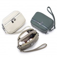 新しいレディースミニスモールバッグ小銭入れ本革大容量ダブルジッパー小さな財布多機能ハンドストレージバッグ