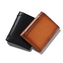 コントラストカラーのオイルワックスレザーショートウォレットメンズ第一層牛革水平および垂直マネークリップマルチカードスロットマネーホルダー