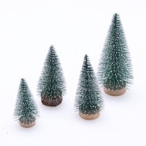 クリスマスの小さなクリスマスツリー、雪に覆われたミニ松葉ツリー、デスクトップウィンドウオーナメント、模擬樹皮ベースのクリスマスツリー