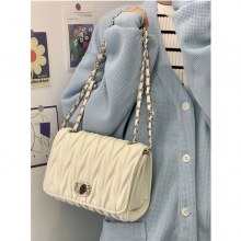 女性用バッグ 2024 プリーツスモールスクエアバッグ春と夏のファッションレディースバッグニッチデザイン多目的シングルショルダーチェーン斜めクロスバッグトレンド