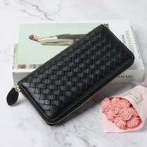 韓国スタイルの女性の本革長 財布 手織りシープスキンメンズクラッチジッパーバッグカードホルダー 財布 卸売
