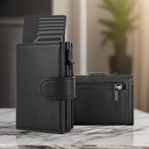 多機能メタルブレットカードウォレット RFID ジッパーコインバッグハイエンド軽量自動メンズ純正カードバッグ