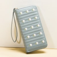 韓国スタイルの新しい長財布女性のためのシングルジッパー刺繍財布新鮮で甘い多機能ファッションクラッチバッグ女性のための