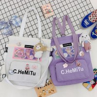 キャンバスバッグ レディース クロスボディバッグ 大容量 ショルダーバッグ 多機能 学生チュートリアルバッグ シンプル 韓国風 バックパック 学生バッグ