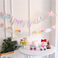 新しいユニコーン結合文字フラグ子供の誕生日パーティー屋内ユニコーンシリーズ装飾バナーフラグ
