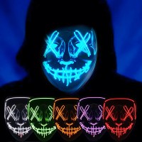 ハロウィーン照明マスクエルコールドライトマスクブラックvバルデを殺す恐ろしい顔LEDパーティーダンスプロップ