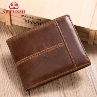 本革メンズレトロ財布薄い牛革本物のビジネス盗難防止rfid財布メンズ財布