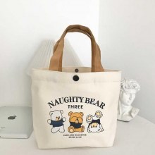 キャンバスバッグ 漫画柄ハンドバッグ 女子学生 ランチボックスバッグ シンプルなハンドバッグ ランチバッグ キャンバスバッグ