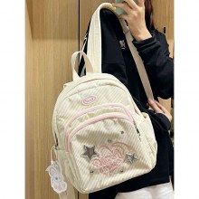 新しいニッチデザインのかわいいバックパック小さなバックパック軽量ミニ学生スクールバッグコーデュロイ甘い女の子