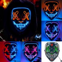 ハロウィーン照明マスクエルコールドライトマスクブラックvバルデを殺す恐ろしい顔LEDパーティーダンスプロップ