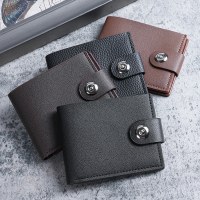 メンズファッショナブルなショートボタンウォレット、複数のカードスロット付きカジュアルウォレット、横型メンズウォレット