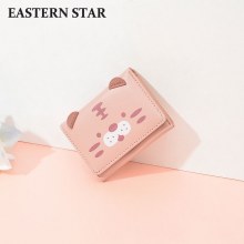 新しい漫画かわいいタイガー小さな財布折りたたみ三つ折り PU 小銭入れマルチカードスロットカードホルダー
