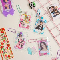自家製韓国語バージョン PVC 透明 goo カードホルダー女の子のためのかわいい小さなクマ 3 インチポラロイドカードホルダー学生食事カードホルダー