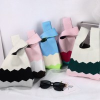 水の波紋の四季ニットハンドバッグ、韓国風ショルダーバッグ、日韓学生カジュアルトートバッグ