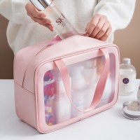 PU 防水化粧品バッグロゴなしポータブル大容量透明トイレタリーバッグ旅行化粧品収納袋水泳バッグ