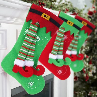 クリスマスツリーペンダントニットエルフ脚クリスマスストッキングクリスマスギフト小さなギフト
