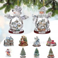 新しいクリエイティブクリスマスツリーサンタクロースアクリル吊り工芸品車のペンダント家の装飾