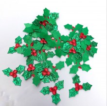 模擬クリスマス緑の葉クリスマスボール工芸品ギフト頭飾り花輪三角葉 diy ファブリックアクセサリー