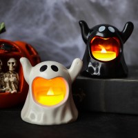 ハロウィンデコレーションオーナメント新しいホラー雰囲気レイアウト小道具ゴーストLED電子キャンドルライト黒と白のゴーストライト