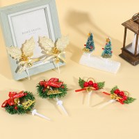 ミニケーキインサート クリスマスベーキングインサート クリスマスツリーの葉 ガーランドフラグ ホリデーデコレーション