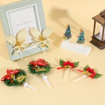 ミニケーキインサート クリスマスベーキングインサート クリスマスツリーの葉 ガーランドフラグ ホリデーデコレーション