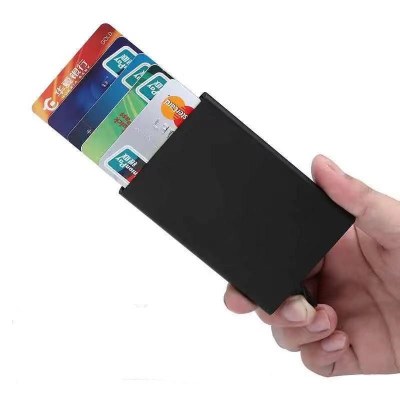 卸売アルミニウム合金クレジット カード ボックス、名刺ボックス、自動カード ホルダー 、抗消磁 RFID 金属カード ホルダー