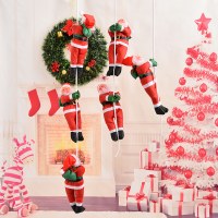 クリスマスツリー飾り 30cm はしごクライミングロープ サンタクロース人形 クリスマスペンダント