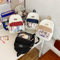 かわいいキャンパスバックパック日本の女の子新鮮なミニ透明バックパックバーバッグ小学校バッグ