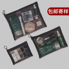 女性用メッシュ化粧品バッグ、ポータブル旅行用口紅収納バッグ、透明な大容量化粧品バッグ、トイレタリーバッグ