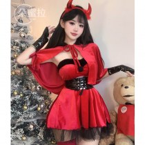 ヨーロッパとアメリカのハロウィン小悪魔コスプレ制服ナイトクラブステージベルベットドレスクリスマス衣装女性のための