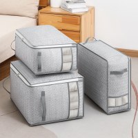 視覚窓付き収納バッグ、ホームワードローブ、防湿キャンバスキルト、大容量ダストバッグ、折りたたみ式移動収納バッグ