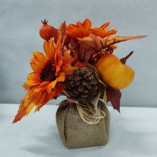 秋の新製品感謝祭ハーベストフェスティバルヒマワリカボチャ盆地ホリデーホームデコレーションデスクトップミニスイング