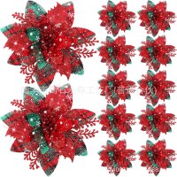 14.5 センチメートル新しいクリスマス装飾ゴールドピンクの花籐ガーランドフラワードアと窓クリスマスの花