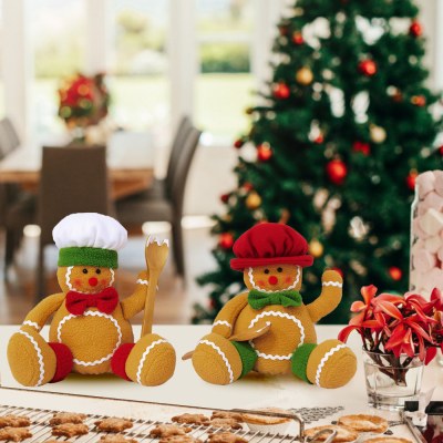 新しいクリスマス装飾ベルベット座りジンジャーブレッドマン窓装飾新しいクリスマスプレゼント