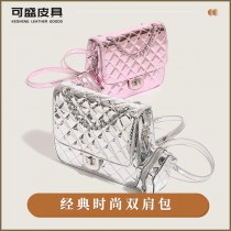 光沢のある菱形チェーンバックパック新しいスタイルの小さな香りのスタイルのバックパック女性の ショルダーバッグ カレッジスタイルの小さなバックパック