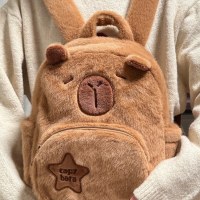 2024 新カピバラぬいぐるみカピバラバックパックかわいいと多用途の毛皮のようなバッグ女性漫画学生小さなバックパック
