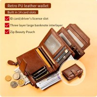 メンズ財布RFID盗難防止ブラッシュオイルワックスPUレザーショートウォレット卸売