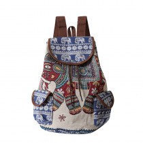 刺繍 入りバックパック、漫画の動物の先染めバックパック、キャンバス製スクールバッグ、女性用トラベルバッグ